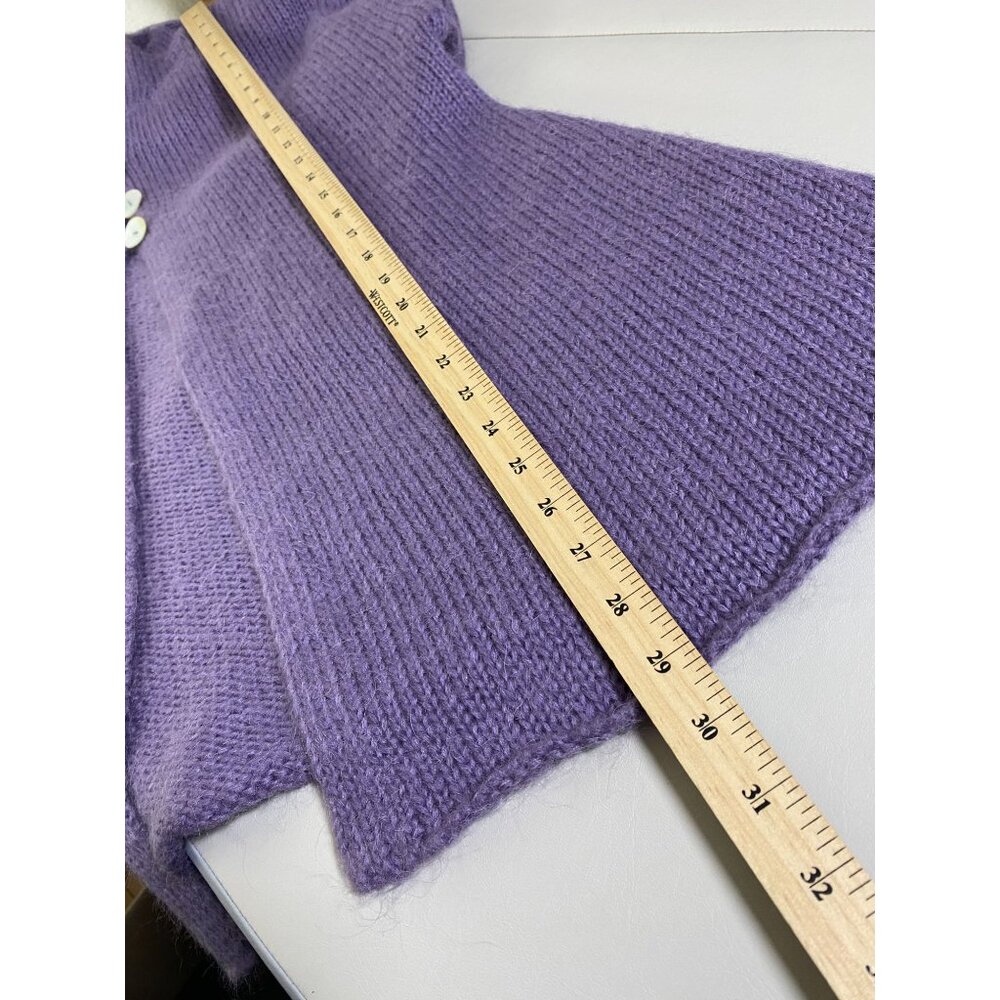 Soft Surroundings Purple Hooded Knit Cardigan Sweater Size Medium Wool Angora - Picture 5 of 13